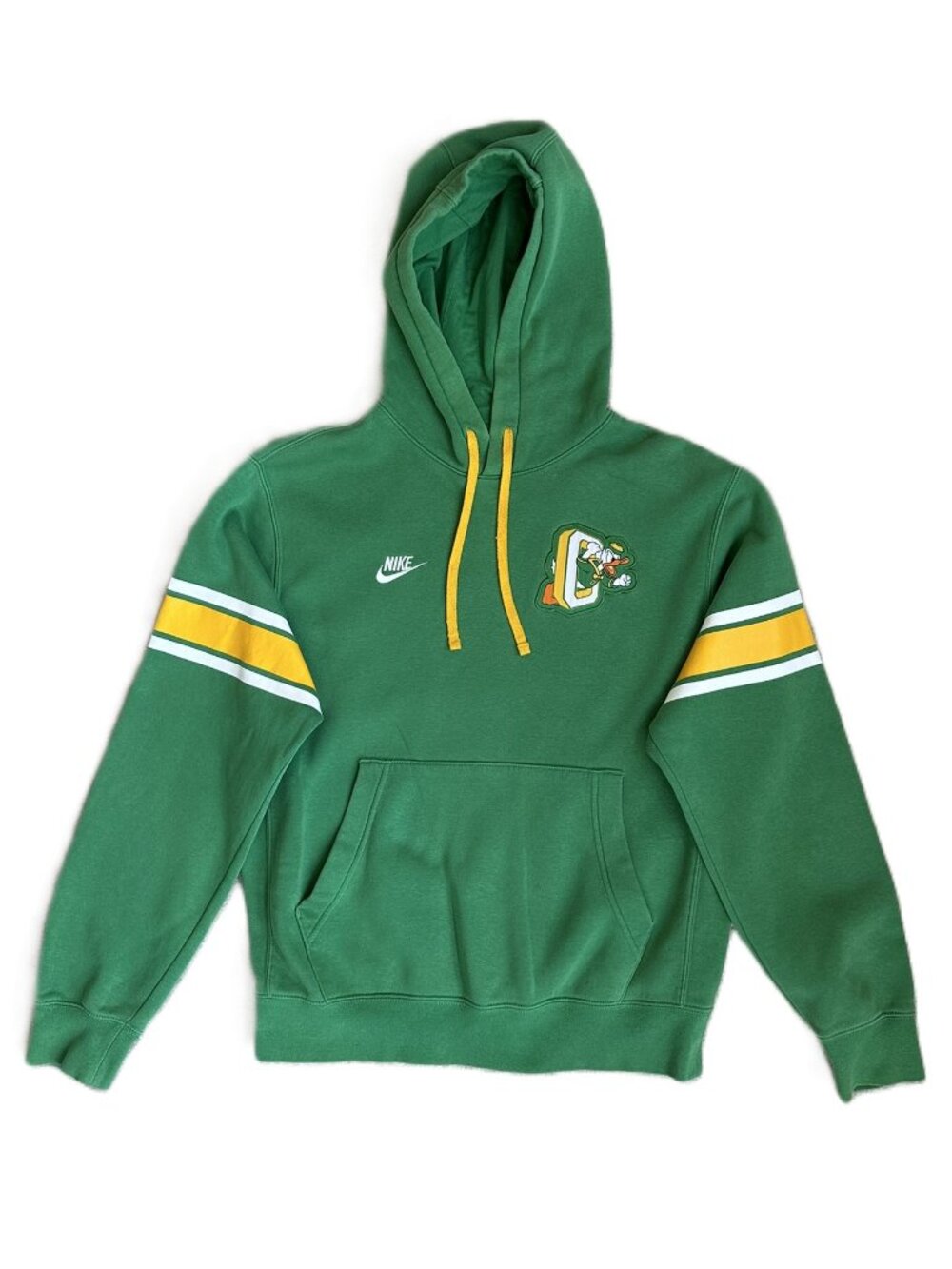 Nike Oregon Ducks Hoodie Pullover Puffy Logo Sweatshirt Green Yellow Men's Small - Picture 6 of 12